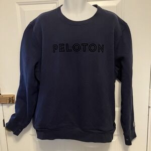 Fourlaps x Peloton Sweatshirt Mens Sz XXL Navy Blue Logo CrewNeck Zipper Pockets